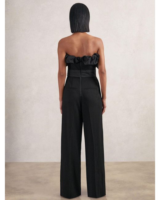 Reiss Blue Sculptural Strapless Wide-Leg Jumpsuit