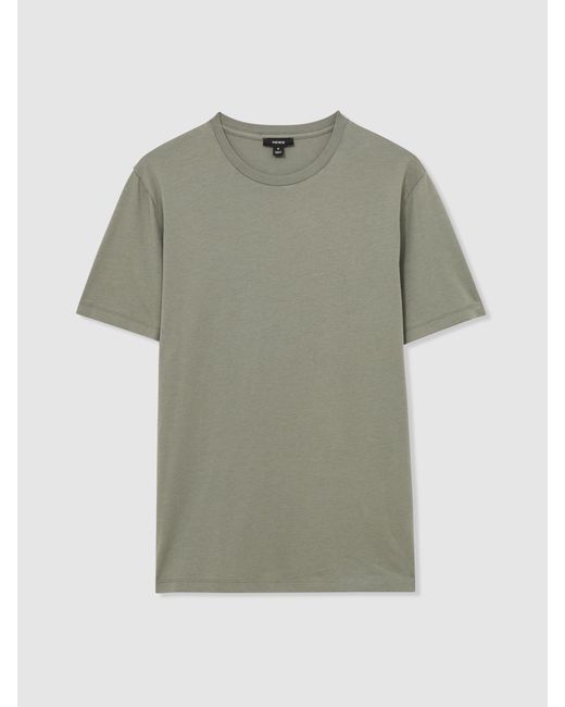 Reiss Green Bless - Dark Sage Cotton-jersey Crew Neck T-shirt, Xxl for men