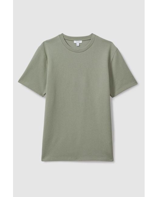Reiss Green Cooper - Pistachio Slim Fit Honeycomb T-shirt, M for men