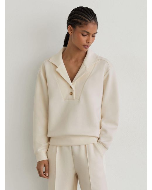 Reiss Natural Premium Interlock Collar Sweatshirt