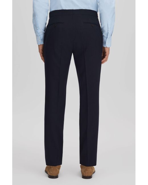 Reiss Blue Belmont - Navy Slim Fit Side Adjuster Trousers for men