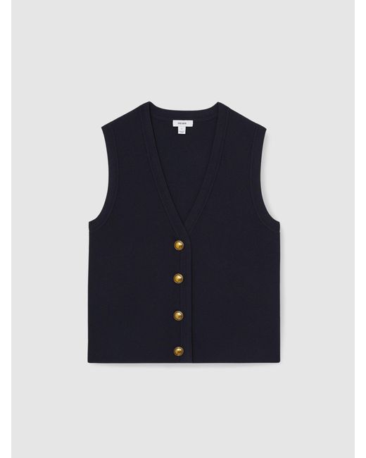 Reiss Natural Knitted Button Through Vest