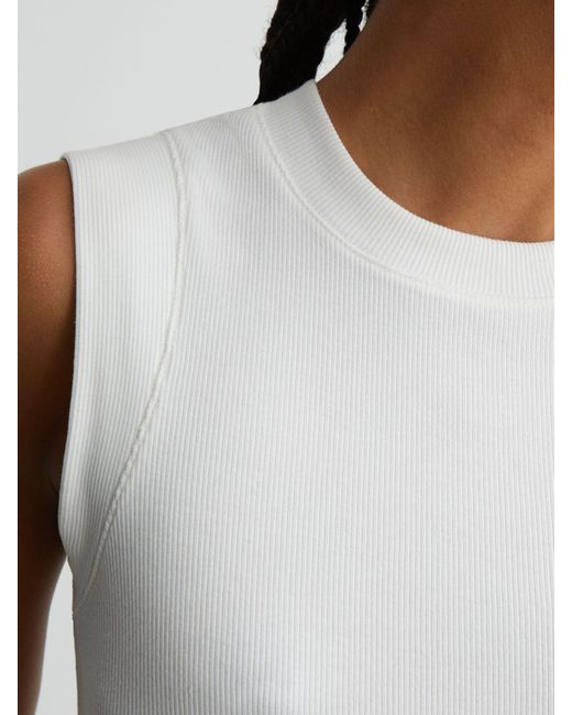 Reiss Brown Fine-Rib Ruched Vest Top