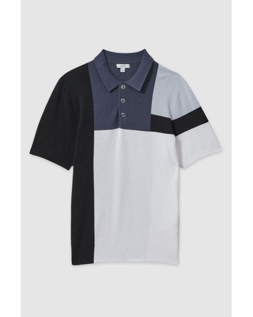 Reiss Gray Charge - Blue Multi Colourblock Polo Shirt for men
