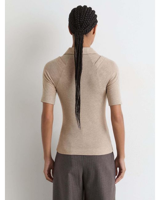 Reiss Natural Collar-Insert Jersey-Knit Top With Wool