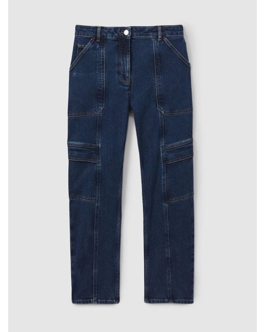 Reiss Jem - Dark Blue Utility Tapered Jeans, 29