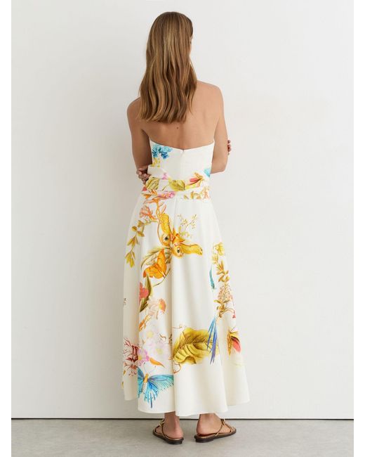 Reiss Brown X Nybg Printed Bustier Midi Dress