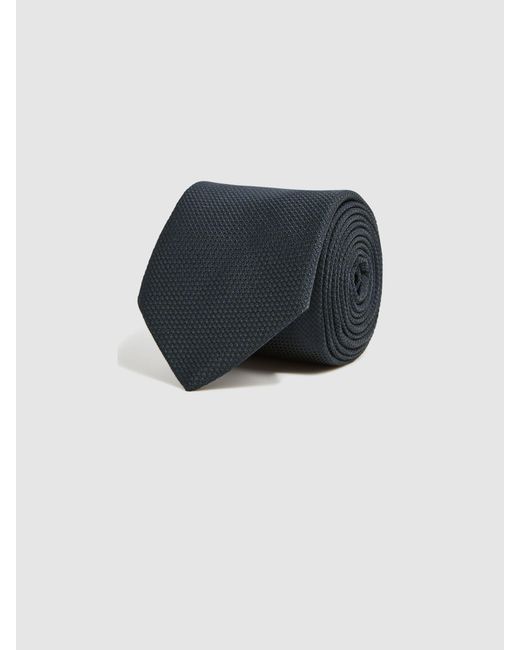 Reiss Blue Ceremony - Navy Textured Silk-blend Tie, One for men