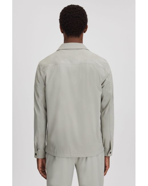 Reiss Gray Hylo - Light Sage Green Technical Zip-through Jacket, M for men