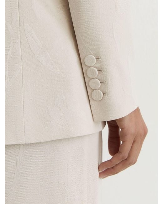 Reiss Natural Jacquard Double-Breasted Suit Blazer