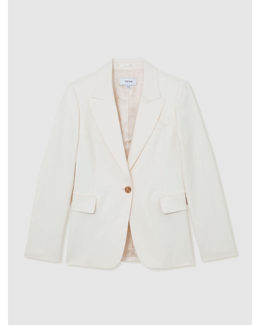 Reiss White Single-Breasted Tailored Blazer