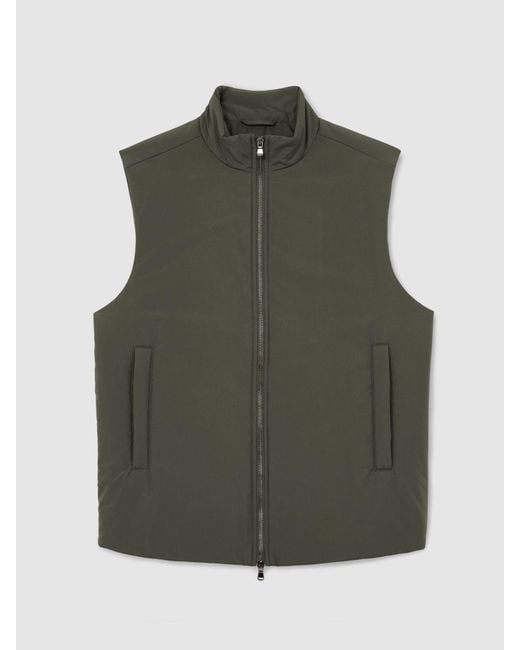 Reiss Green Technical Padded Zip-Through Gilet for men