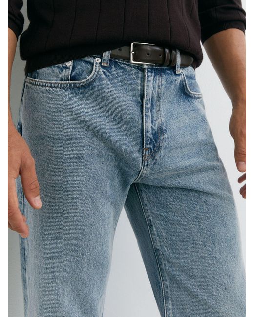 Reiss Blue Relaxed Flared-Leg Jeans for men