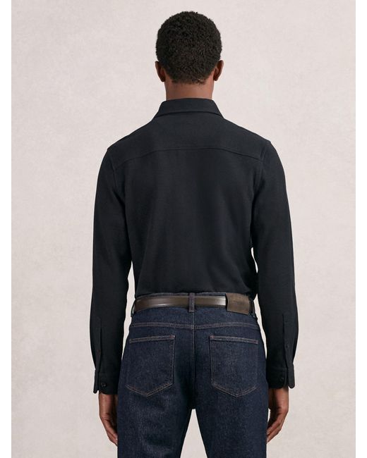 Reiss Blue Textured Twin Pocket Cotton Blend Overshirt for men