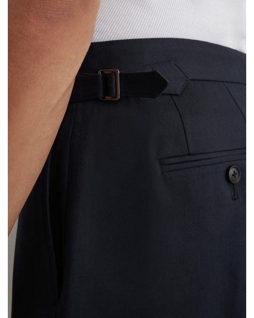 Reiss Blue Short - Navy Cantwell Short Cotton-blend Side-adjuster Shorts, 32 for men