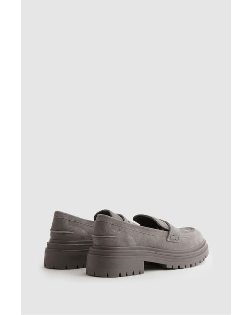 Reiss Gray Adele - Grey Suede Chunky Cleated Loafers