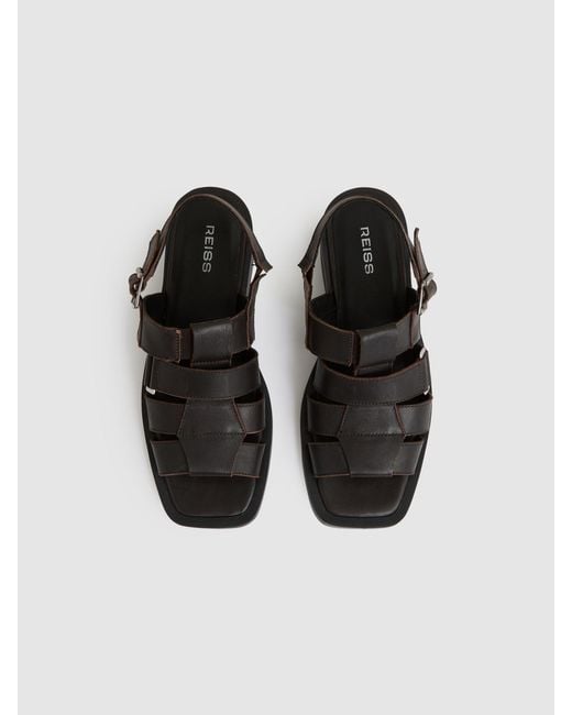 Reiss Brown Leather Fisherman Sandals