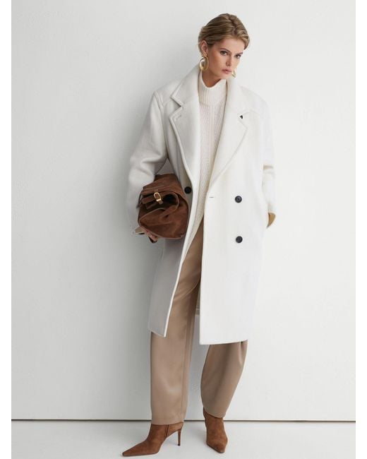 ATELIER Black Wool-Blend Double-Breasted Relaxed Coat