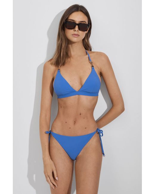 Reiss Riah - Light Blue Triangle Halter Neck Bikini Top
