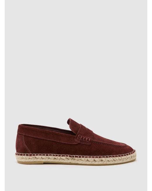 Reiss Red Suede Penny Loafer Espadrilles for men