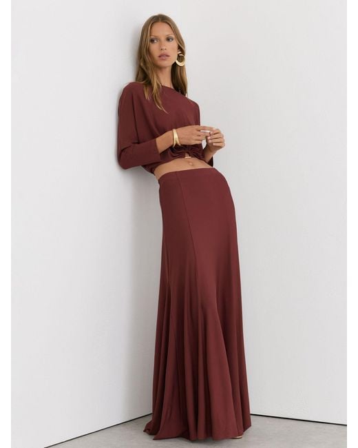 Reiss Red Jersey Maxi Skirt