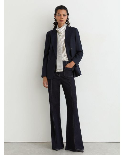 Reiss White Striped Scarf-Neck Blouse