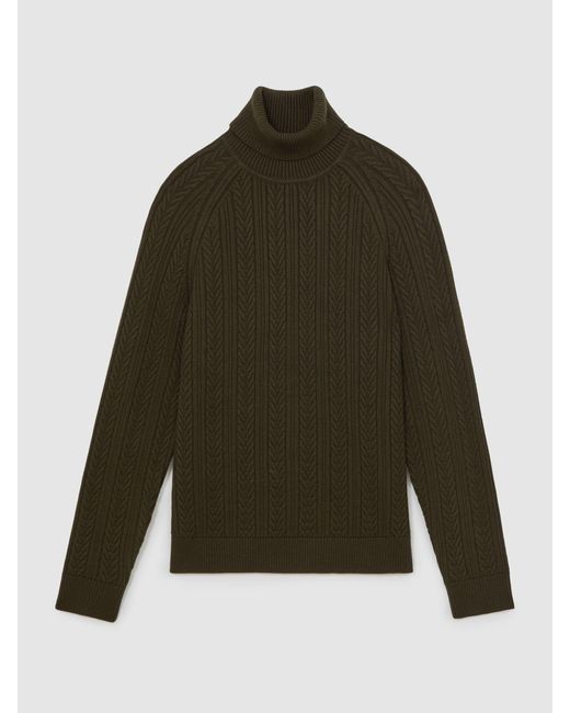 Reiss Black Cable-Knit Roll-Neck Jumper With Wool for men