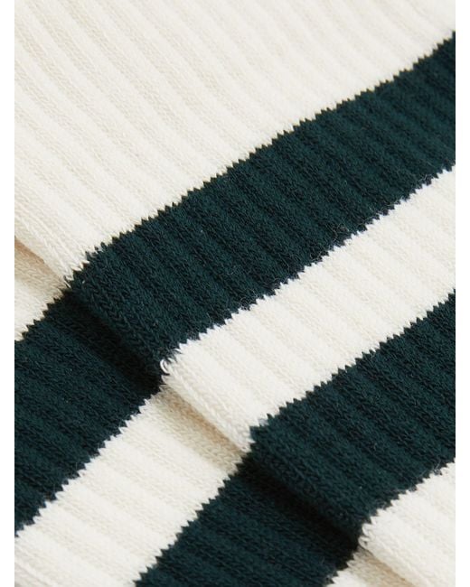 Reiss White Forest & Ecru Cotton-Blend Double-Stripe Socks, M & L for men