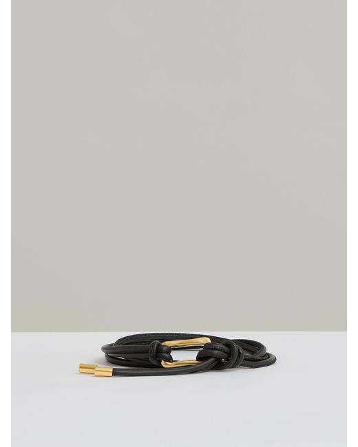 Reiss Gray Sculpted Buckle Tubular Tie Belt, M & L