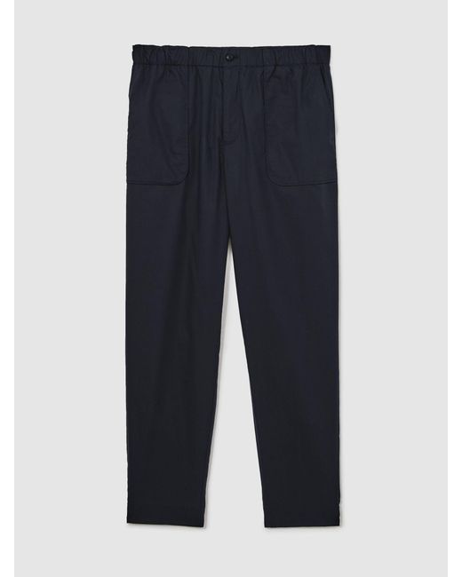 Reiss Black Cotton-Blend Lightweight Tapered Trousers for men