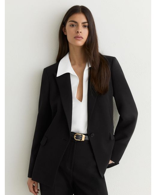 Reiss Black Petite Puppytooth Single-Breasted Suit Blazer