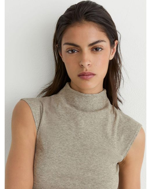 Reiss White Metallic High-Neck Vest