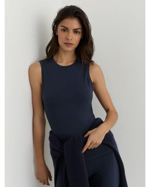 Reiss Blue Crew-Neck Ruched Sports Vest
