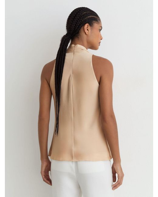 Reiss White Draped Scarf-Detail Sleeveless Top
