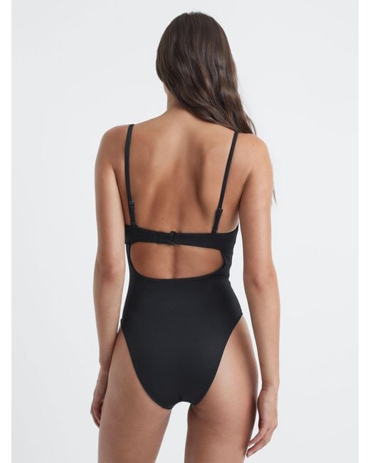 GOOD AMERICAN Blue Black Compression Swimsuit