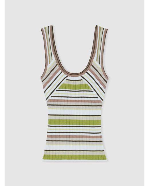 Reiss Natural Striped Rib-Knit Vest