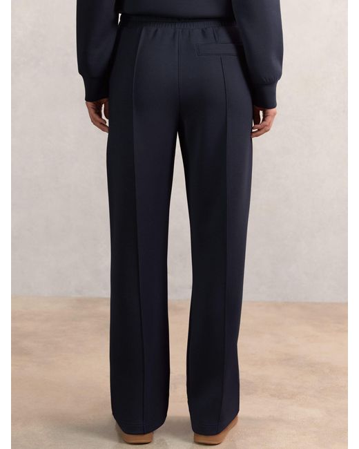 Reiss Blue Jemma Premium Interlock Wide-Leg Joggers