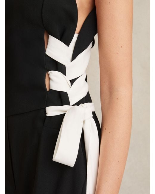 Reiss Natural Lace-Up Side Wide-Leg Jumpsuit