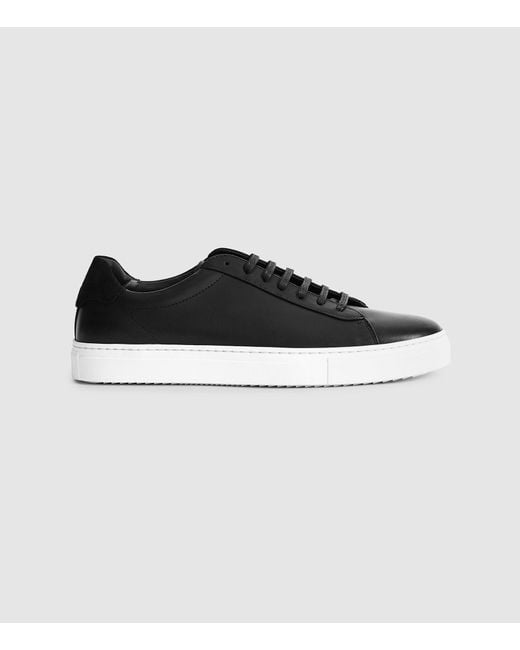 Reiss Black Finley - Leather Trainers for men