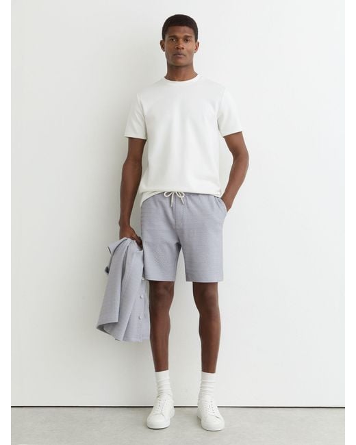 Reiss Gray Jacquard Textured Drawstring Shorts for men