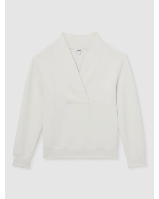 Reiss Natural Premium Interlock Shawl-Neck Sweatshirt With