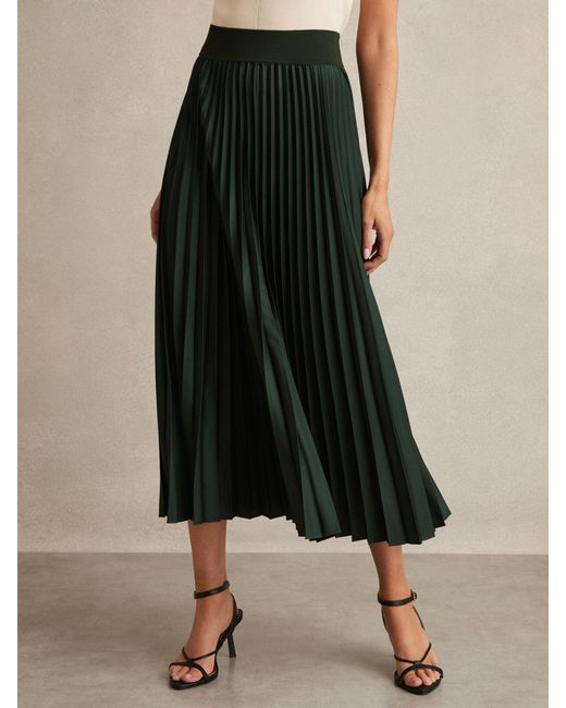 Reiss Black Pleated Midi Skirt
