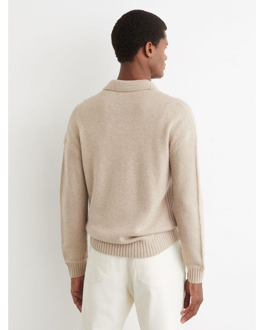 Reiss Natural Elm - Oatmeal Wool-blend Half-button Polo Jumper, L for men