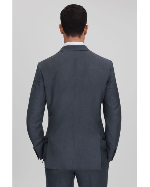 Reiss Humble - Airforce Blue Slim Fit Single Breasted Wool Blazer for men