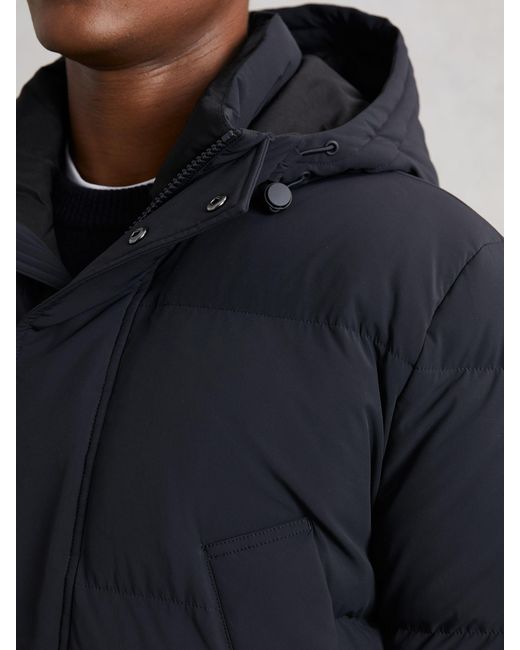 Reiss Blue Longline Quilted Puffer Jacket for men