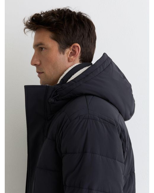 Reiss Blue Klause - Navy Fleece-lined Hooded Puffer Jacket, L for men