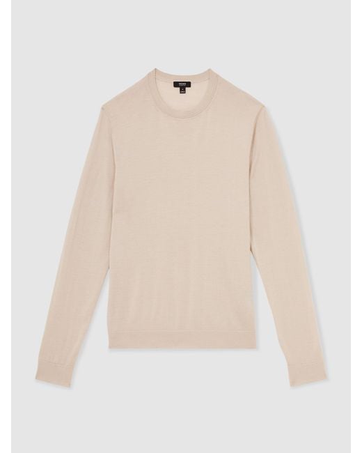 Reiss Natural Wessex - Beige Merino-wool Crew-neck Jumper, Xxl for men