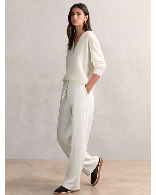 Reiss Natural Petite Premium Interlock Wide-Leg Joggers