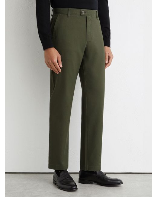 Reiss Black Cotton Piqué Chino Trousers for men