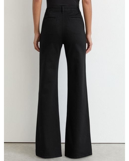 Reiss Black Pintuck-Detail Flared Jeans